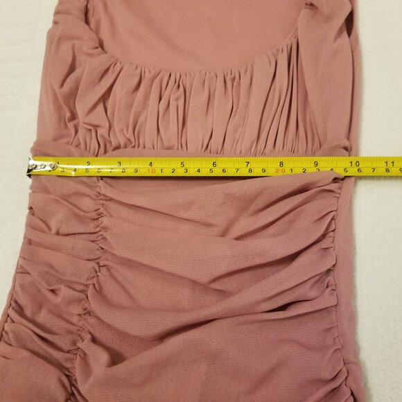 Pink Y2K Ruched Tank Top Mid Length Top Nude Women XS Vintage Feminine Girly - Picture 9 of 10